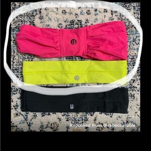 PINK AND YELLOW Lululemon Headbands. BUNDLE. 2 headbands for sale.
